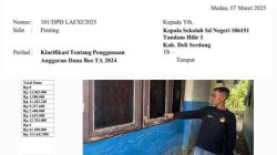 Di Surati DPD LAI Sumut Tentang “Siluman” Anggaran Dana Bos Tahun 2024, Kepsek SD Negeri 106151 Tandem Hilir 1 “Padam” 